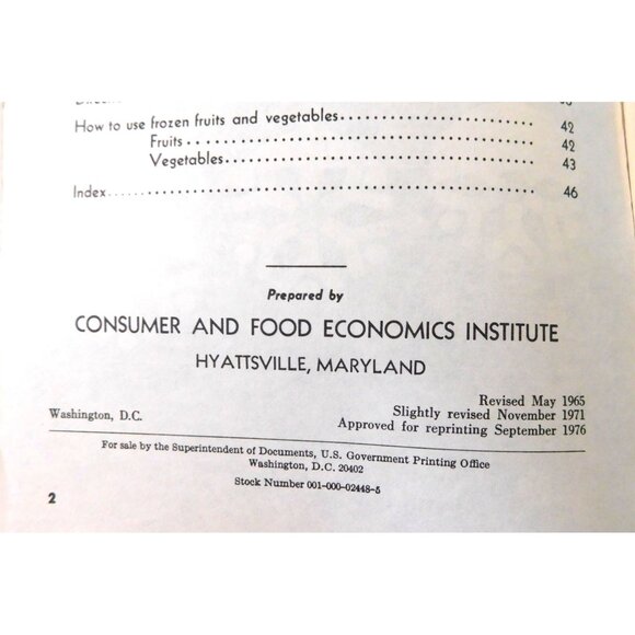 Home Freezing Of Fruits And Vegetables USDA 1976 Consumer Service Booklet - Picture 4 of 4
